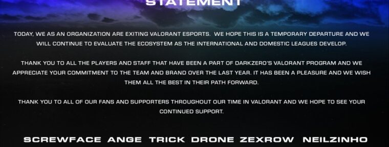 DarkZero Esports покидает дисциплину VALORANT