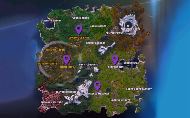 Месторасположение всех хранилищ в 6 главе 2 сезона фортнайт