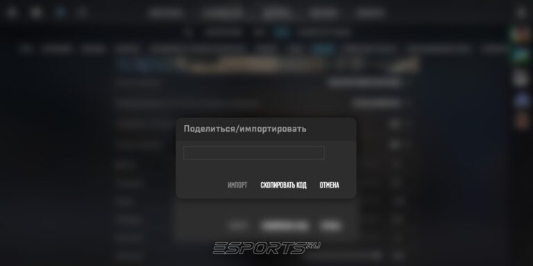 Поле для ввода скопированного кода прицела