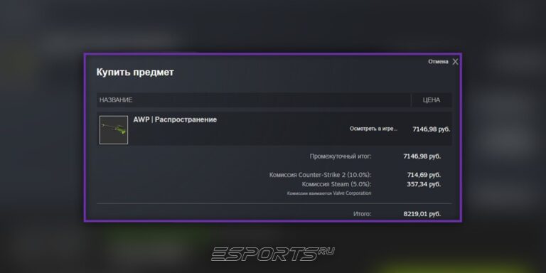 Покупка скина в "Стим"