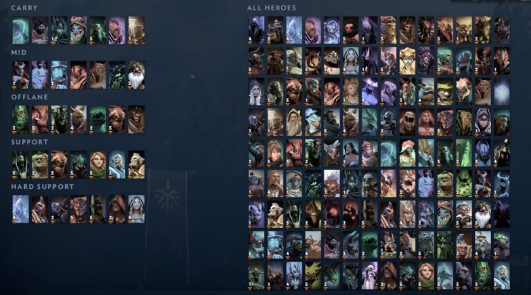 Сетка героев от Dota2ProTracker внутри клиента Dota 2