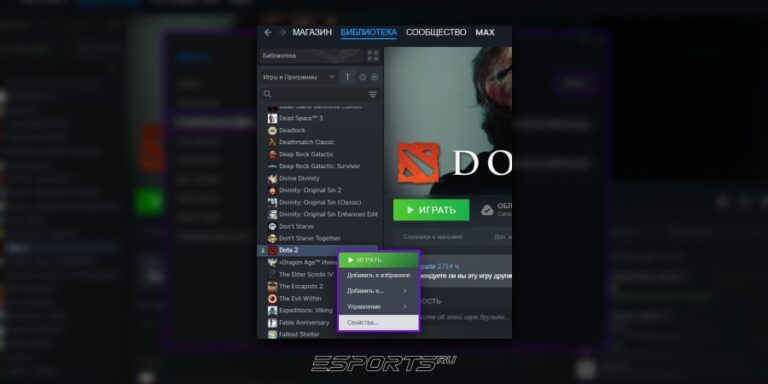 Локальные файлы Dota 2 в Steam