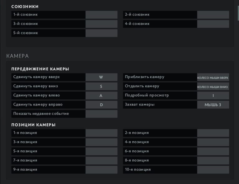 настройки управления Dota 2